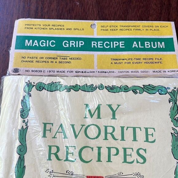 Vintage 1970 Magic Grip Recipe Album Cookbook Protector Chadwick-Miller New - Picture 3 of 4